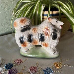 Vintage Collie Dog Figurine Hand-Painted Ceramic Brazil 1960s-70s Sheltie
